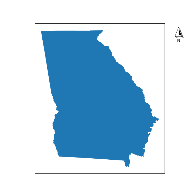 example placing a north arrow outside of the axis limits