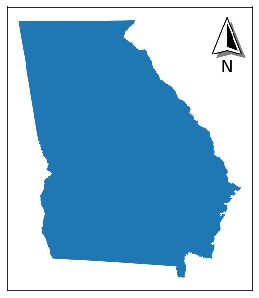 a plot of Georgia with a north arrow added