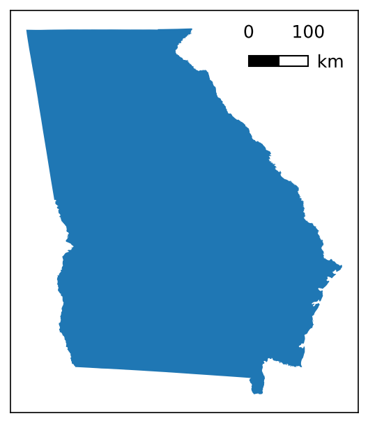 a plot of Georgia with a scale bar added